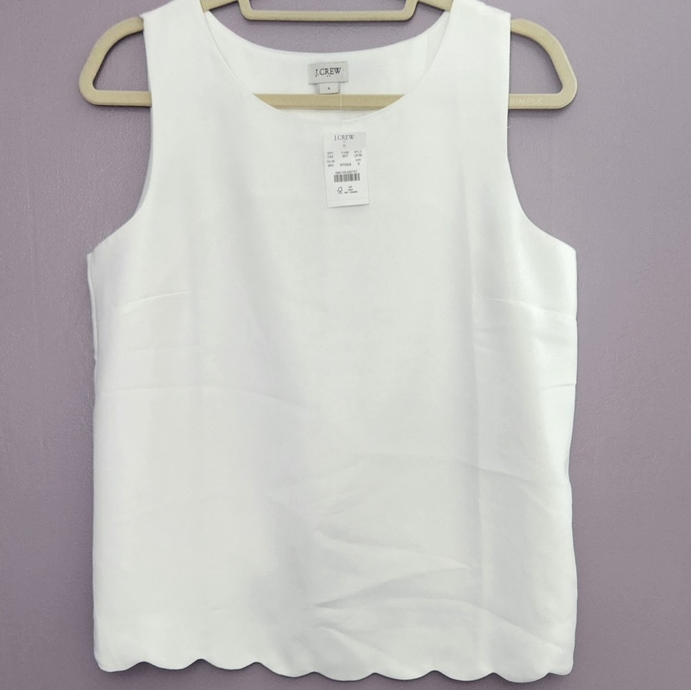 NWT- JCrew Scalloped Hem tank top with open back detail